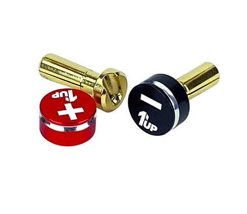 1UP Racing LowPro Bullet Plugs & Grips, 4mm, Red/Black 190431 Default Title