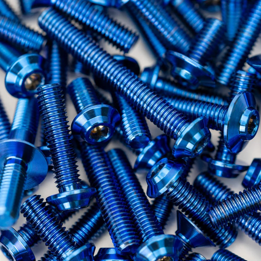 1UP Racing Pro Duty Titanium Upper Screw Set, Tamiya TRF 421, Blue Anodized 710172