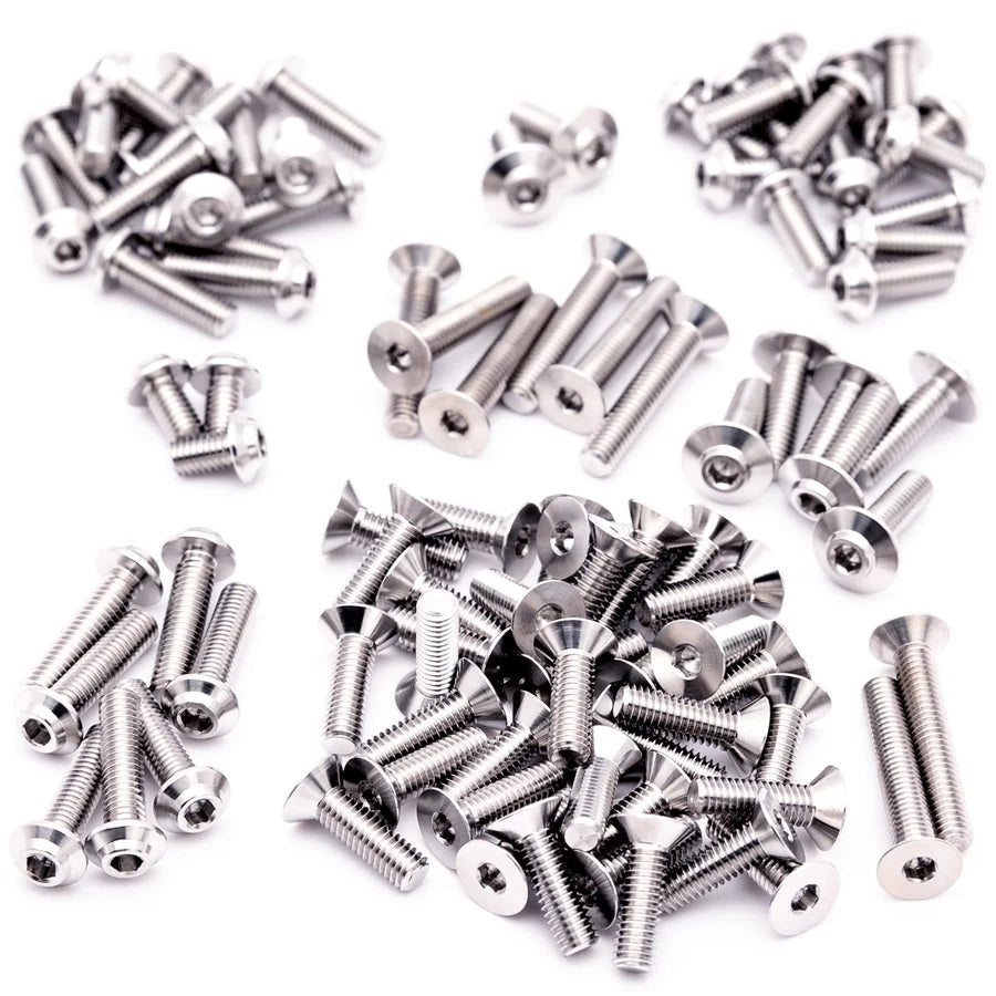 1UP Racing Pro Duty Titanium Complete Screw Set, AE DC10, Raw Titanium 710917