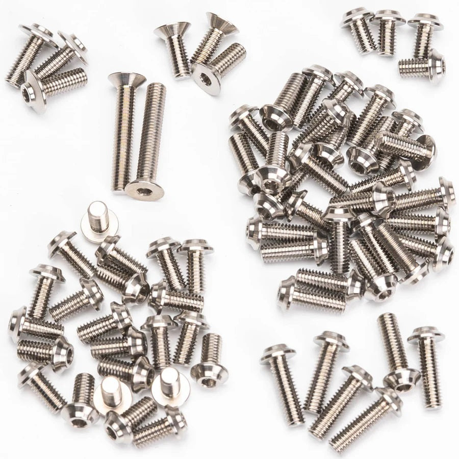 1UP Racing Pro Duty Titanium Upper Screw Set, Tamiya TRF 421, Raw Titanium 710972