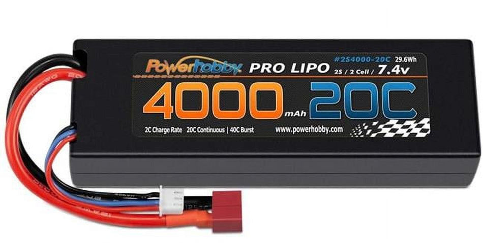 Powerhobby 2S 7.4V 4000mAh 20C LiPo Battery Pack w/ XT60 Plug Hard Case