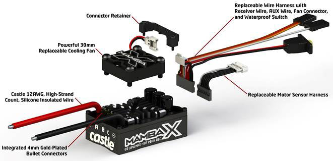 Castle Creations Mamba X ESC Waterproof Sensored Brushless Combo 1900kV Slate 010-0155-08 Default Title