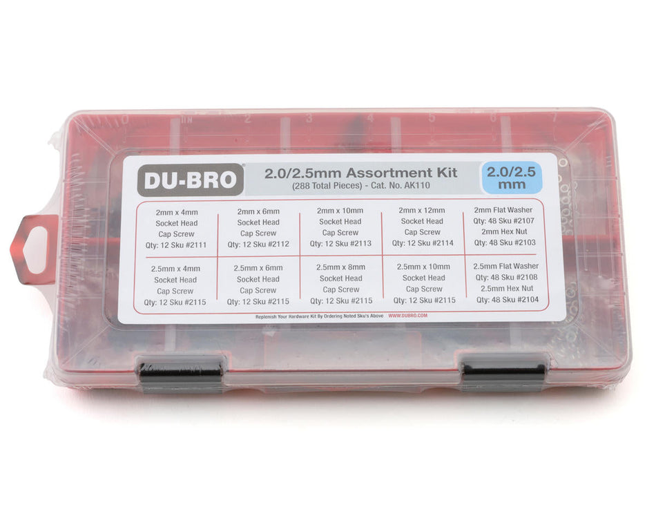 Dubro 2/2.5mm Hardware Assortment Kit, 288Pcs AK110