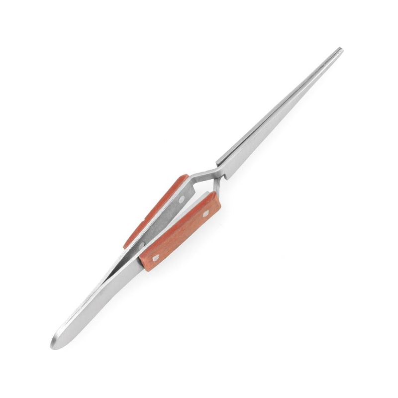 Enkay Straight Wood Handle Soldering Tweezers Carded 1046-C