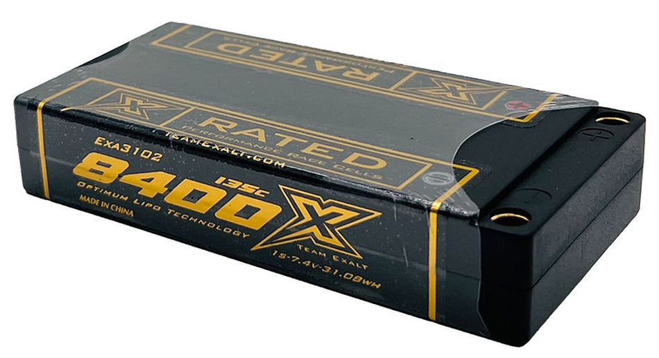 Exalt X-Rated 1S 135C Hardcase LiPo Battery (3.7V/8400mAh) w/5mm Bullets (EXA3102)