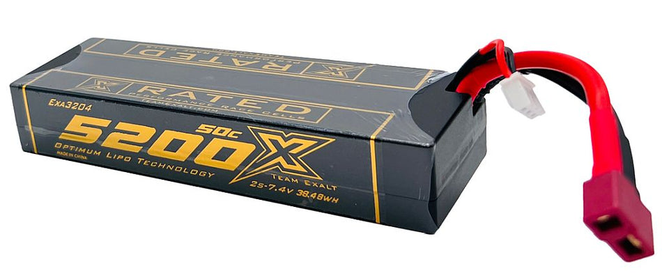 Exalt X-Rated 2S Stick Hardcase Lipo Battery (7.4V/5200mAh) w/Deans Connector (EXA3204)