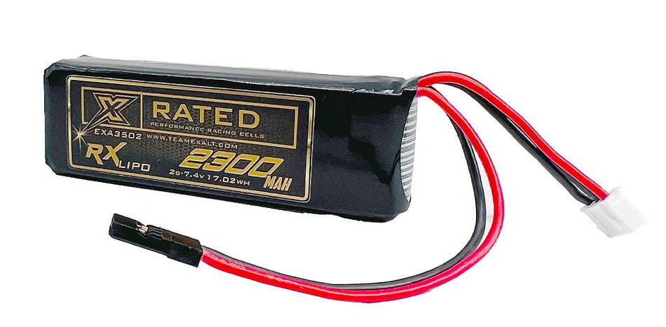 Exalt X-Rated 2S Lipo TX/Receiver Battery (7.4V/2300mAh) w/Futaba Connector (EXA3502)