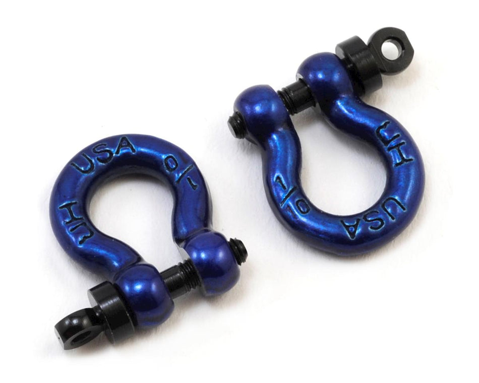 Hot Racing Aluminum 1/10 Scale Tow Shackles Blue (D-Rings) for Axial SCX10 Jeep