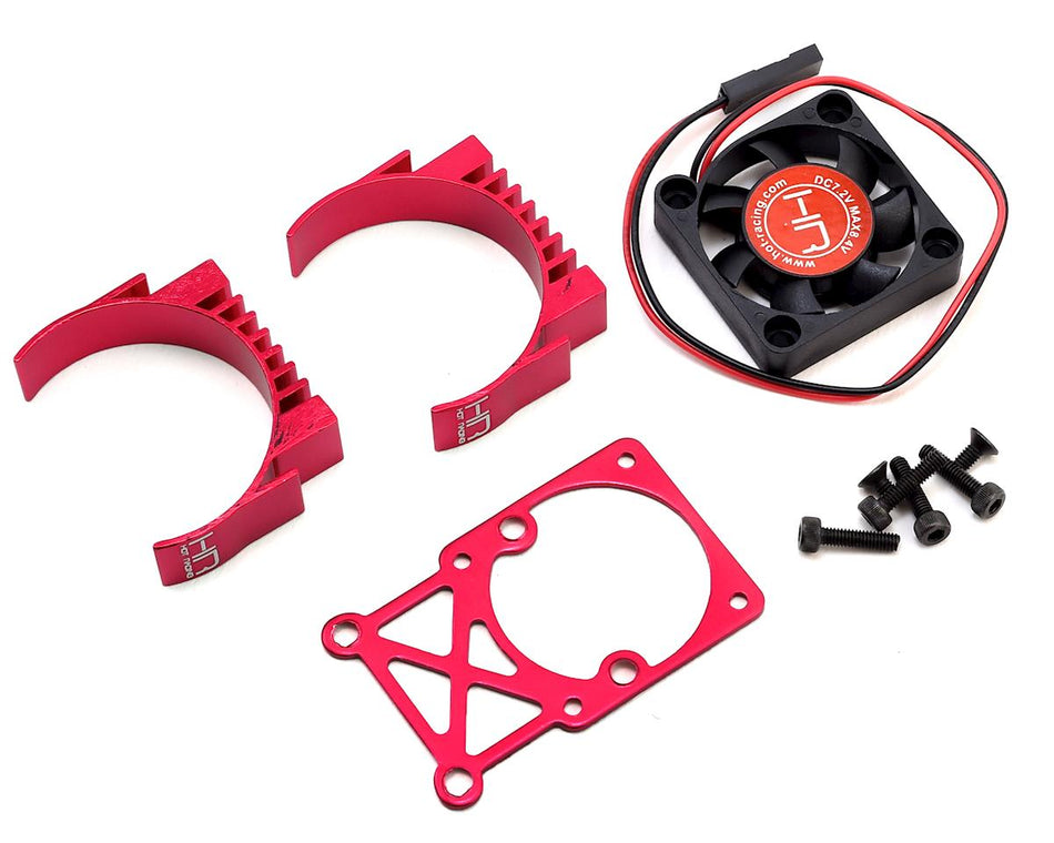 Hot Racing Clip-On Two-Piece Motor Heat Sink with Fan Red