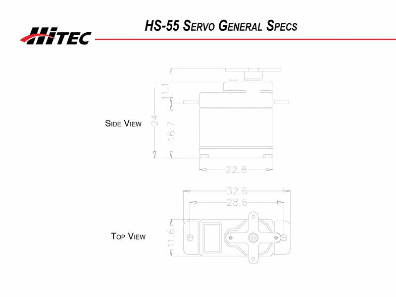 Hitec RCD HS-55 Sub Micro Servo, .14sec/18oz @ 6.0v 31055S Default Title