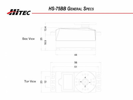 Hitec RCD HS-75BB Retract Servo, .34sec/114oz @ 6.0v 31075S Default Title