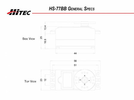 Hitec RCD HS-77BB Low Profile Servo,.34sec/114oz @ 6.0v 31077S Default Title