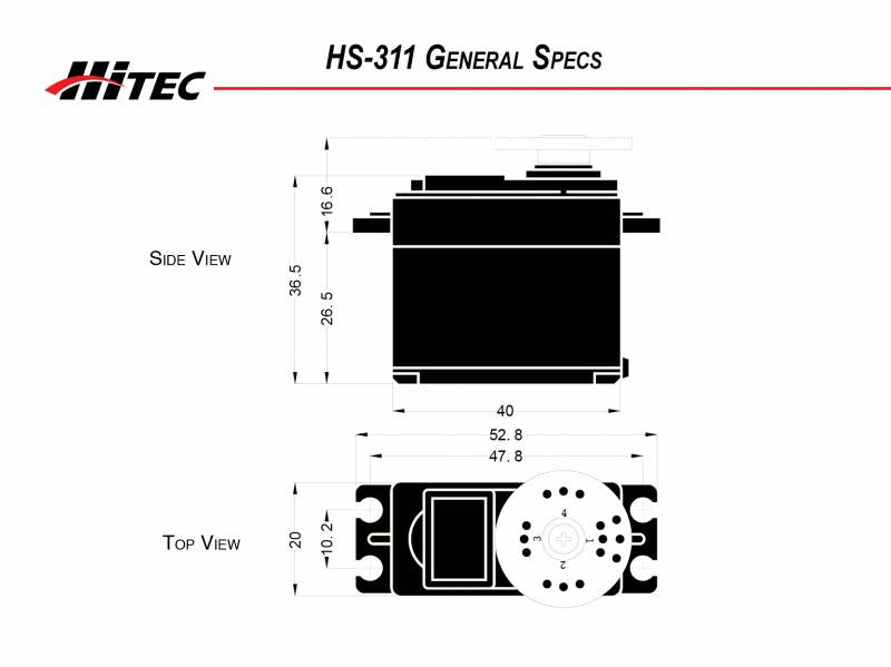 Hitec RCD HS-311 Standard Servo .15sec/51oz @ 6.0v 31311S Default Title