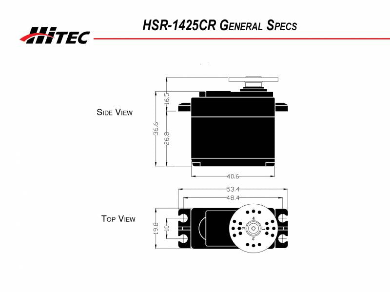 Hitec RCD HSR-1425CR Continuous Rotation Robotic Servo 47oz @ 6.0v 31425CR Default Title