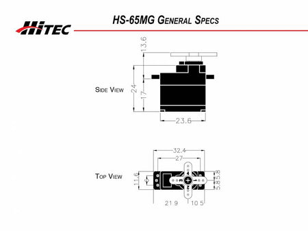 Hitec RCD HS-65MG Mighty Feather Metal Gear Servo .11sec/31oz @ 6.0v 32065S Default Title