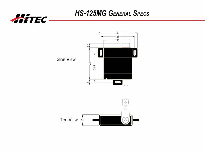 Hitec RCD HS-125MG Slim Metal Gear Wing Servo 0.13sec/49oz @ 6.0v 32125S Default Title