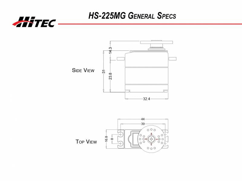 Hitec RCD HS-225MG Mighty Mini MG Ball Bearing Servo, .11sec/67oz @ 6.0v 32225S Default Title