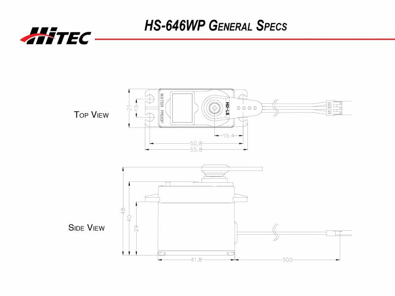 Hitec RCD HS-646WP High Voltage, Waterproof, High Torque, Analog Servo, .17sec/161oz @ 7.4v 32646W Default Title