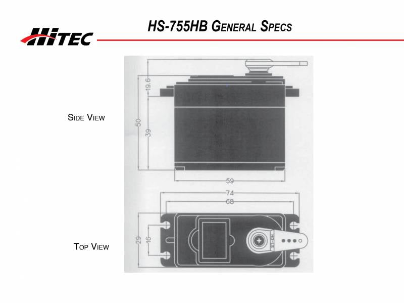 Hitec RCD HS-755HB Karbonite Gear, Giant 1/4 Scale Servo .23sec/183oz @6.0v 33755S Default Title