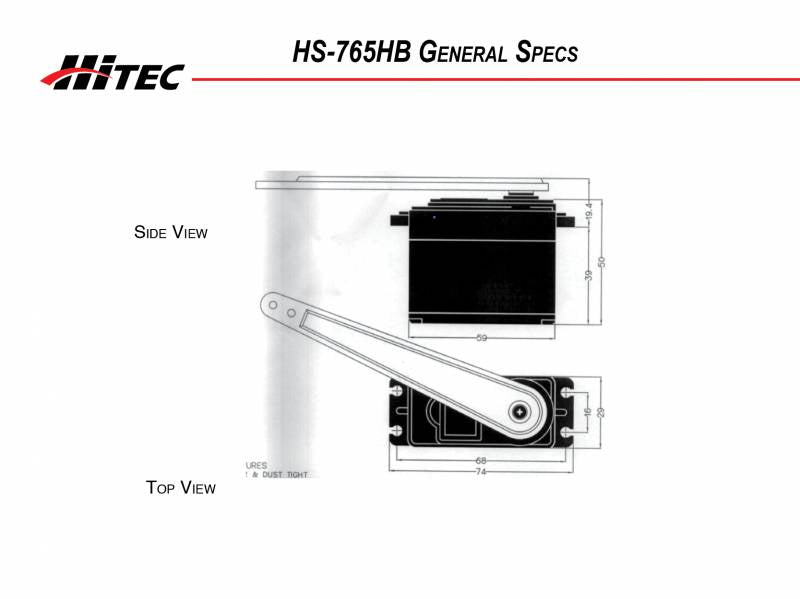 Hitec RCD HS-765HB Karbonite, Sail Control Boat Servo, .23sec/183oz @ 6.0v 33765S Default Title