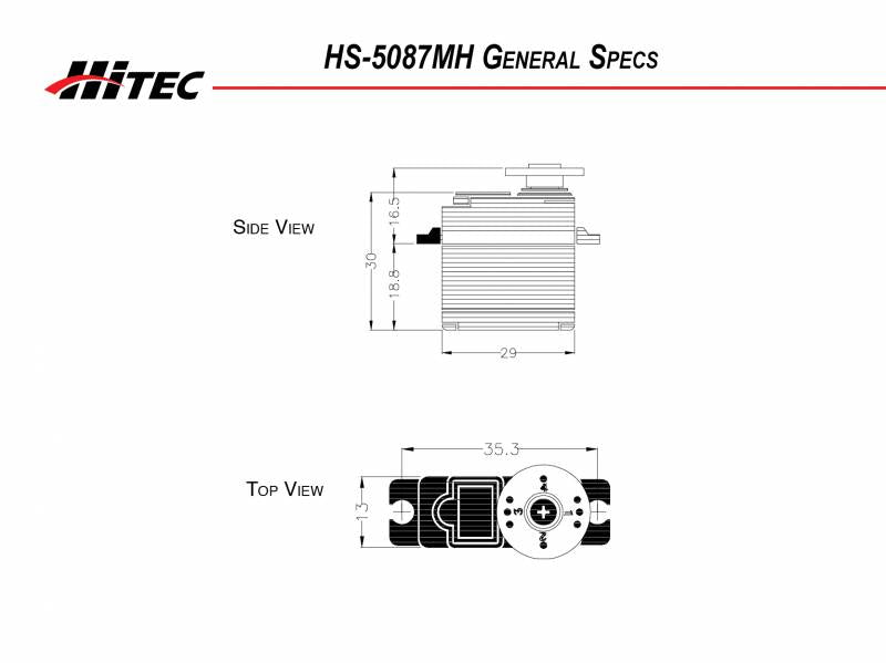 Hitec RCD HS-5087MH High Voltage Premium Digital Metal Gear Micro Servo, .13sec/60oz @ 7.4v 35087S Default Title