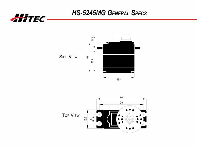 Hitec RCD HS-5245MG Mighty Mini Metal Gear Digital Ball Bearing Servo .12sec/76oz @6.0v 35245S Default Title