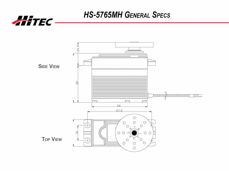 Hitec RCD HS-5765MH High Voltage, Metal Gear, Giant Scale Servo .13sec/347oz @ 7.4v 35765S Default Title