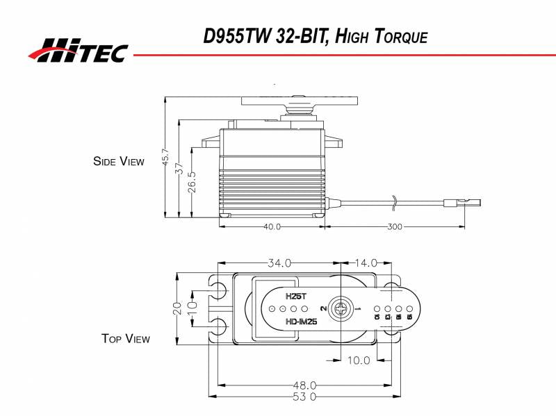 Hitec RCD D-955TW 32-Bit, High Torque, Titanium Gear Servo .12sec/404oz @ 7.4v 36955 Default Title