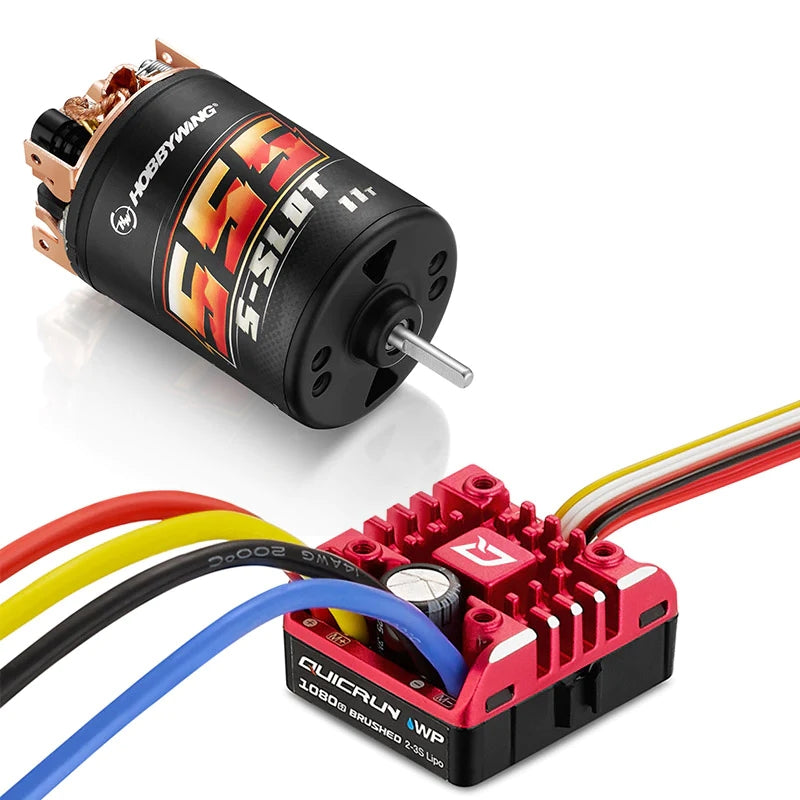 Hobbywing QuicRun 1080 G2 ESC + Brushed 555, 11T Motor Combo HWI38020351 Default Title