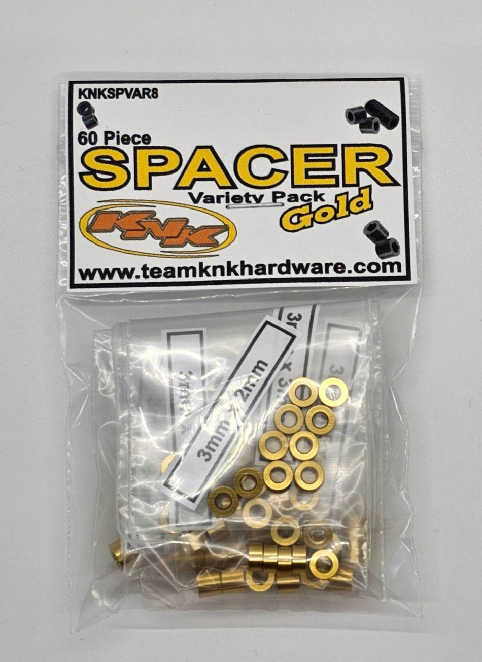 Team KNK 60 Piece 3mm Aluminum Spacer Variety Pack - Gold SPVAR8