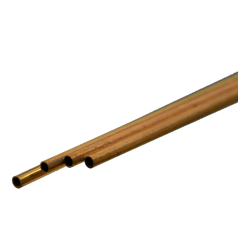 K & S Metals Round Brass Tube: 2mm OD x 0.225mm Wall x 300mm Long 9832