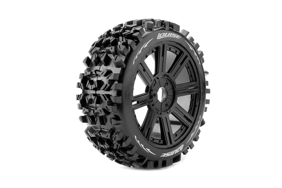 Louise R/C B-Pioneer 1/8 Off-Road Buggy Tires, 17mm Hex, Mounted on Black Spoke Rim, Soft, Front/Rear (2) LT3130SB