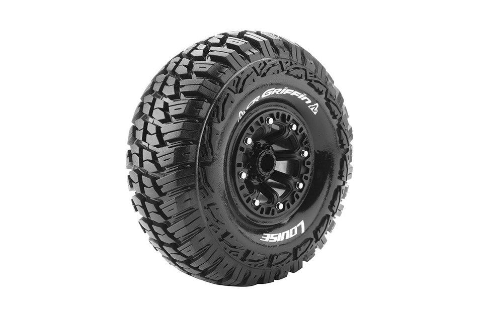 Louise R/C CR-Griffin 1/10 2.2" Crawler Tires, 12mm Hex, Super Soft, Mounted on Black Rim, Front/Rear (2) LT3235VB