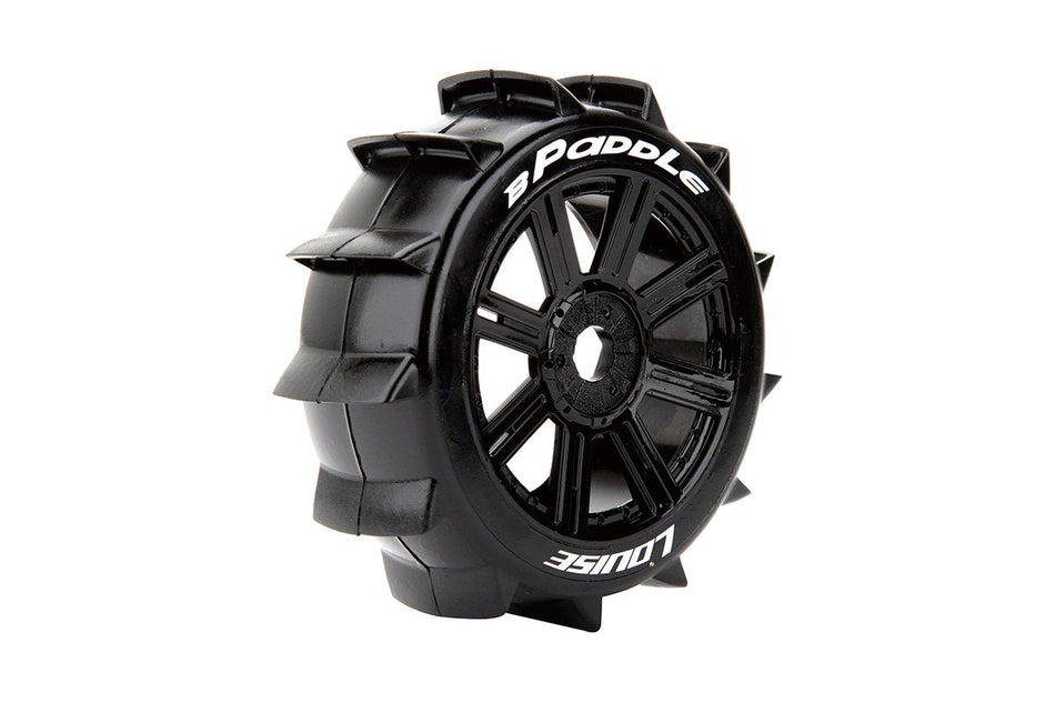 Louise R/C B-Paddle 1/8 Off-Road Buggy Tires, 17mm Hex, Mounted on Black Spoke Rim, Soft, Front/Rear (2) LT3249SB