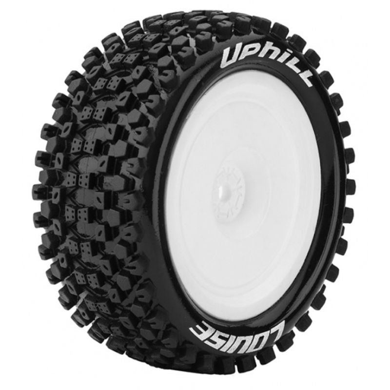 Louise R/C E-Uphill 1/10 4WD Rear Buggy Tire, Soft, Mounted on White LT3279SWKR