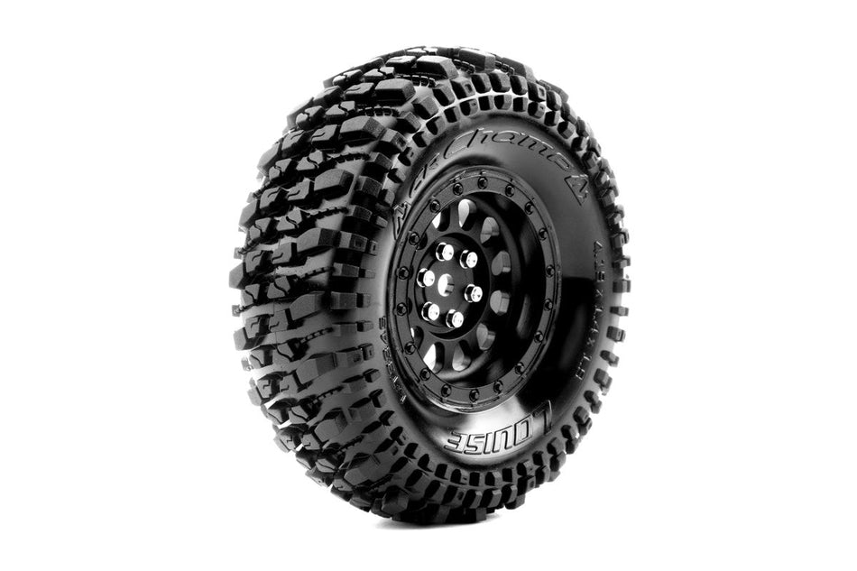 Louise R/C CR-Champ 1/10 1.9" Crawler Class 1 Tires, 12mm Hex, Super Soft, Mounted on Black Rim, Front/Rear (2) LT3345VB