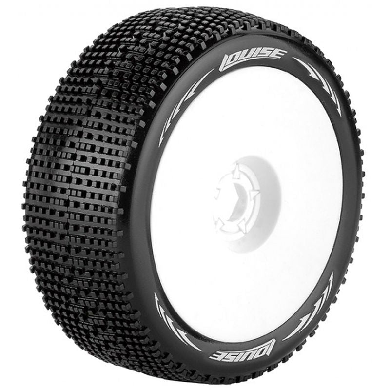 Louise R/C B-Groove 1/8 Soft Front/Rear, 17mm Hex, Mounted on White Rim LT370SW