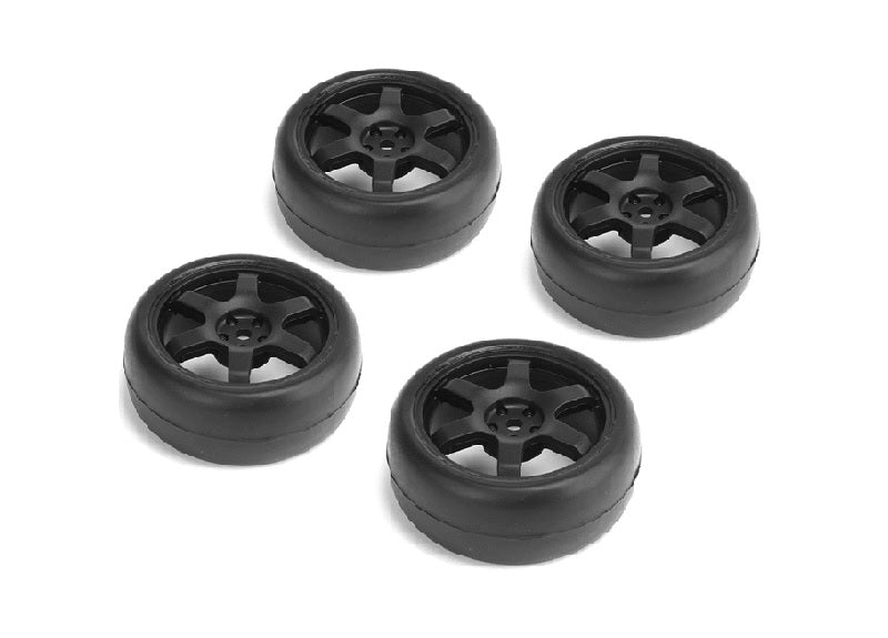 Louise R/C 1/10 Slick Tires 6 Spoke Wheel Black / ET-0mm (4pcs), NHA489