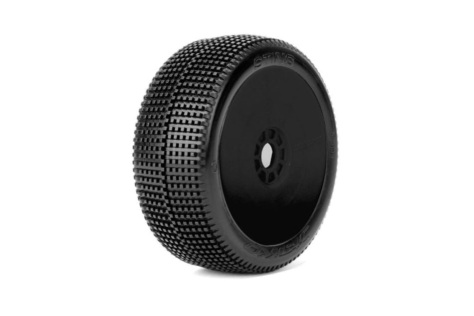 Power Hobby Sting 1/8 Buggy Mounted Tires Black Wheels (2) Ultra Soft 1001DBUSG