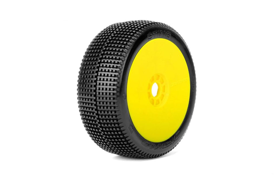Power Hobby Sting 1/8 Buggy Mounted Tires Yellow Wheels (2) Medium Soft 1001DYMSG