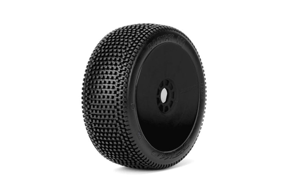 Power Hobby Block In 1/8 Buggy Mounted Tires Black Wheels (2) 1002DBUSG