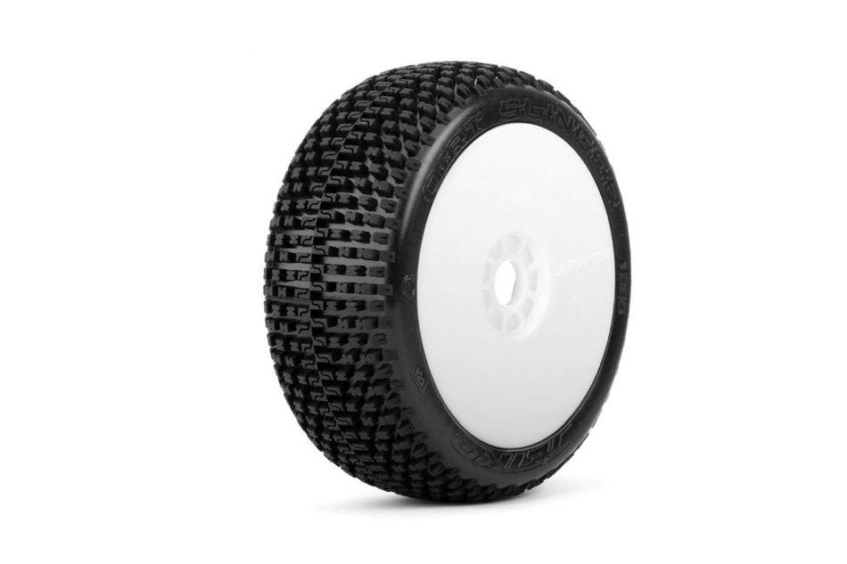 Power Hobby Dirt Slinger 1/8 Buggy Mounted Tires White Wheels (2) 1005DWMSG