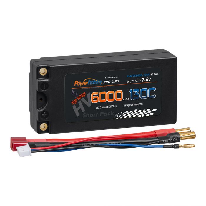 Power Hobby 2S 7.6V 6000mah 130C HV + Graphene Shorty Lipo Battery