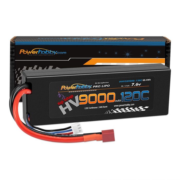 Powerhobby PHB2S9000120CDNS  2S 7.6V HV + Graphene 9000mAh 120C LiPo Battery with Hardwired