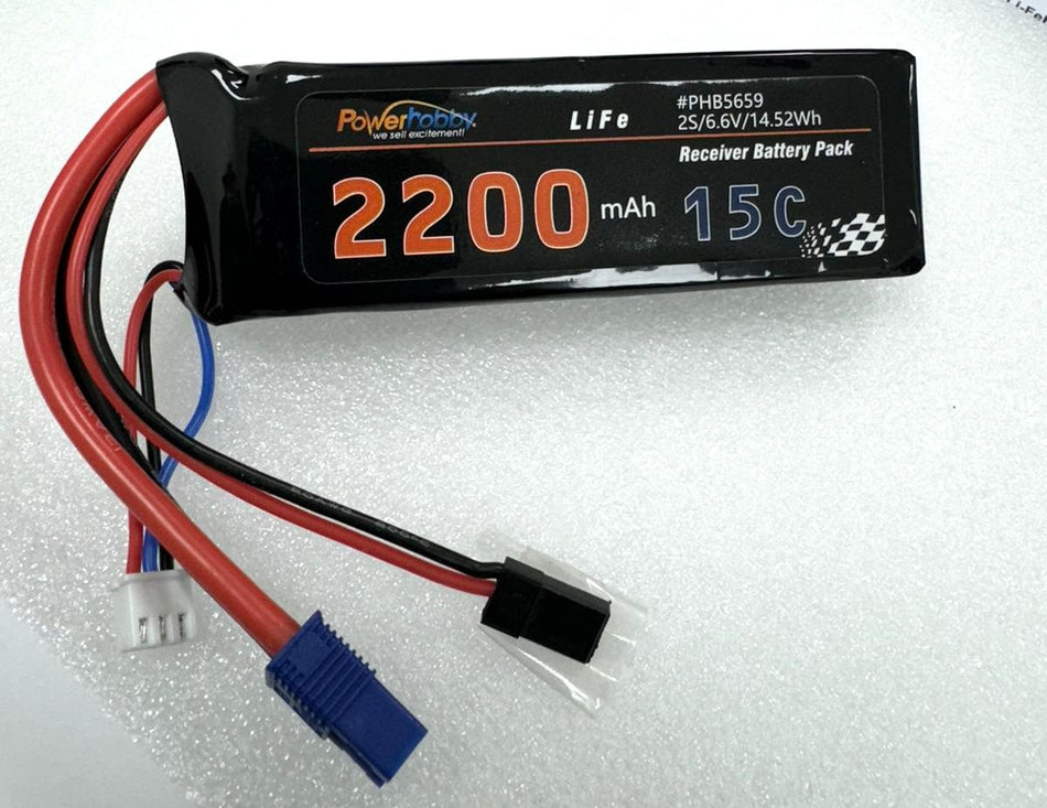 Power Hobby 6.6V 2200mAh 2S LiFe Receiver Battery Universal Receiver EC3 5659