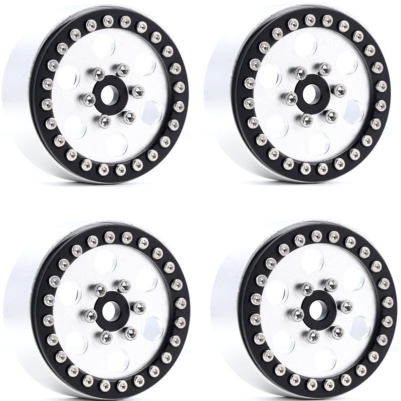 Power Hobby B5 Aluminum 1.9 Beadlock Wheels Super Positive Offset 5773SILVER