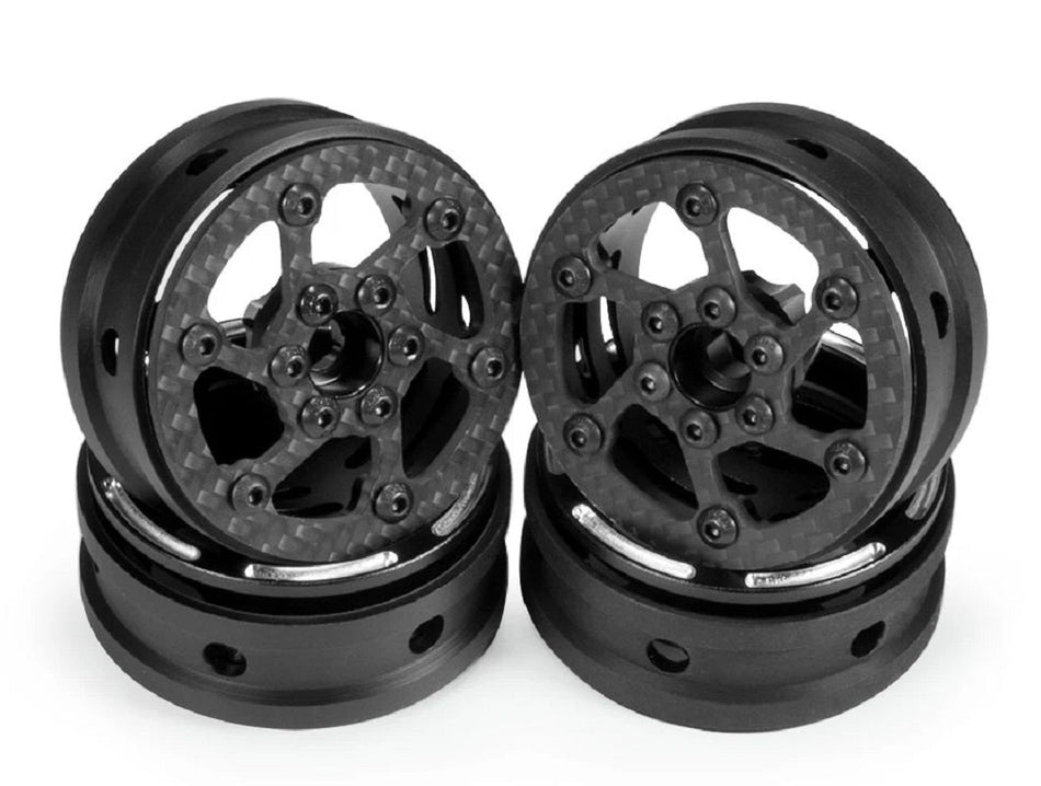 Power Hobby 1.9" Carbon Fiber Lightweight Beadlock Wheels A, 1/10 Rock Crawler 5854