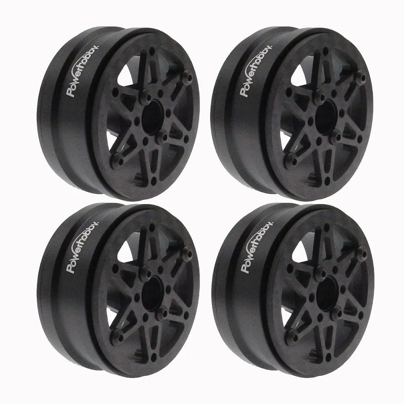Power Hobby 1.9" Carbon Fiber Lightweight Beadlock Wheels G, 1/10 Rock Crawler 6140
