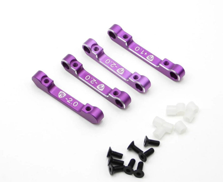 Power Hobby Aluminum Suspension Mount Set (+1.0/-2.0) Purple MST RMX 2.5 6820PURPLE