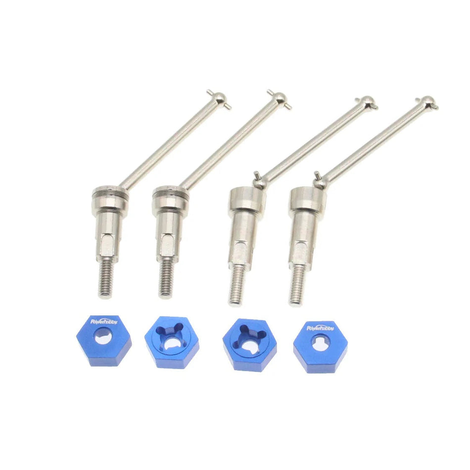 Power Hobby Front & Rear CVD Axles Drive Shafts Silver (4) Arrma Mojave Grom 6843SILVER